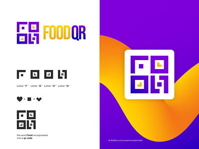 FOOD QR Logo Design branding food graphic design logo logodesign logotype shot vector