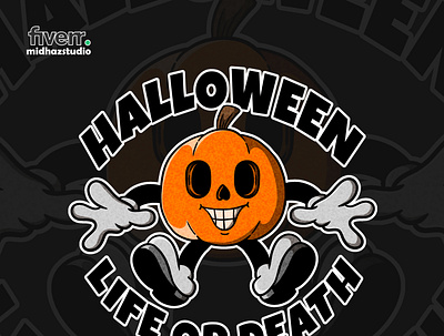 Halloween Pumpkin Character cartoon cartoon vintage design graphic design illustration logo retro retro logo