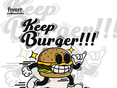 Burger Character cartoon cartoon vintage design graphic design illustration logo retro retro logo