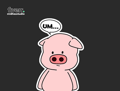 Pig Character cartoon cute graphic design sticker