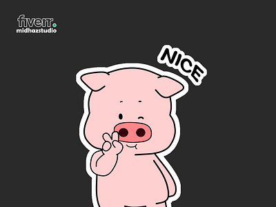 Pig Character Sticker