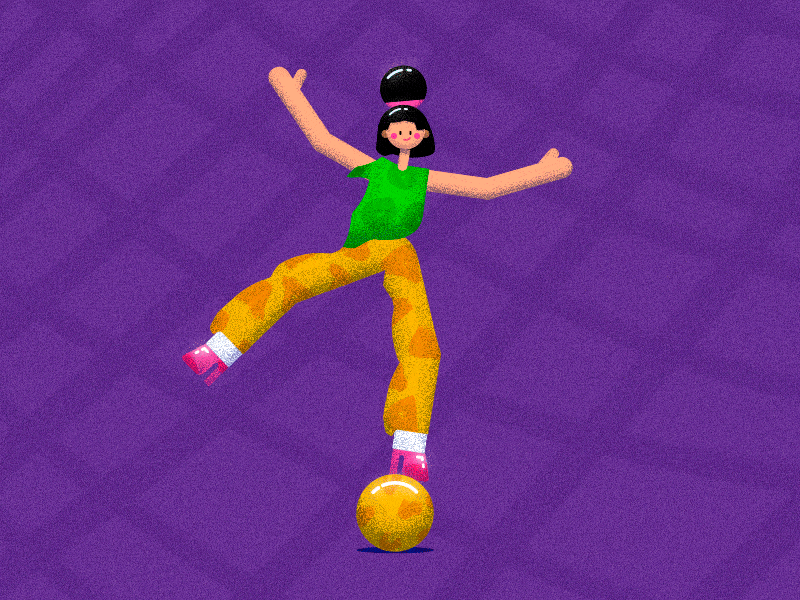 Balancing on a Ball after effects animation character animation design gif loop motion design motion graphics texture