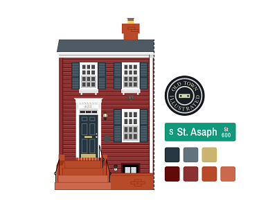 Old Town Illustrated architecture branding building city colonial historic home portraits house illustration town vector
