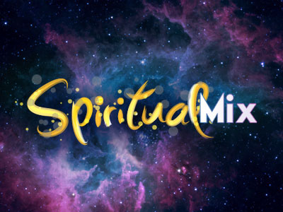 Spiritual Mix app logo hand drawn logo script space stars strokes yellow