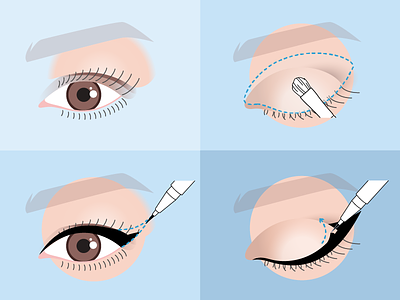 Illustrated tutorial for winged eyeliner beauty eyeliner eyes illustration infographic make-up makeup tutorial