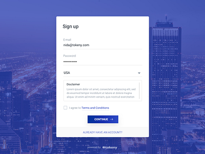 Sign up dialog