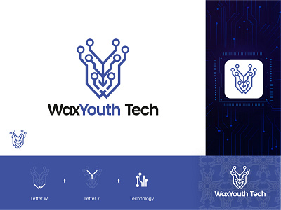 WaxYouth Tech Logo app branding design graphic design illustration logo typography ui ux vector