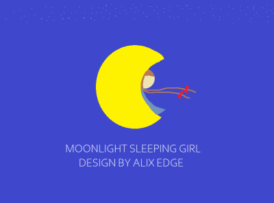 Moonlight Sleeping Girl graphic design illustration minimalism painting typography