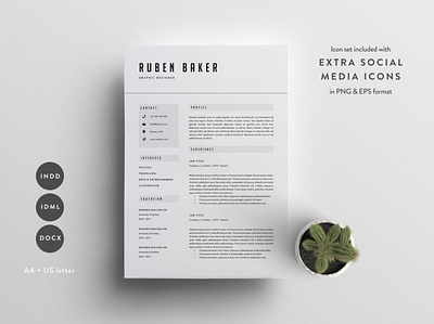 Resume Template 3 Page | CV Template #1 app branding design graphic design illustration logo typography ui ux vector