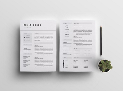 Resume Template 3 Page | CV Template #2 app branding design graphic design illustration logo typography ui ux vector