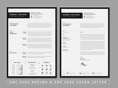 Minimalist Resume | Cover Letter #2 app branding design graphic design illustration logo typography ui ux vector