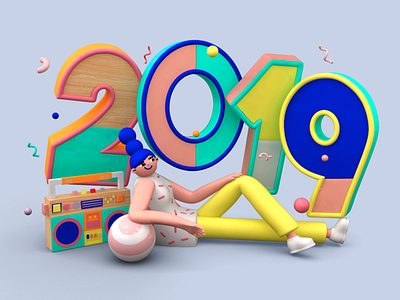 HAPPY 2019 2019 3d 3dillustration illustration new year 2019 render
