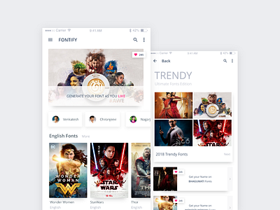 Fontify app best fonts fonts mobile ui movie trendy ui user interface