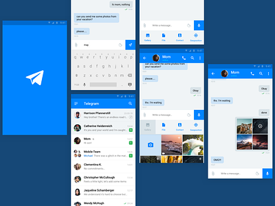 Telegram for Android app application blue chat color message photo telegram upload