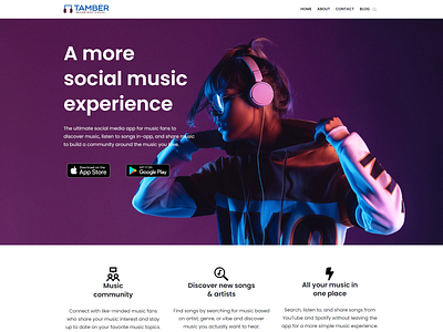 Music App Landing Page design elementor graphic design landing page design page design ui website wordpress