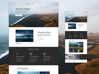 Travel to Iceland - study project landing site ui uiux web webdesign