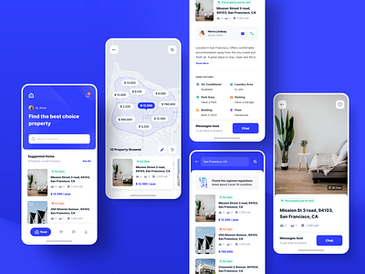 Exploration | Rent & Sales Property - Home and Detail Section app appartement blue design detail page home hotel house ios minimal mobile mobileapp property rent rent house rental app ui uidesign uiux