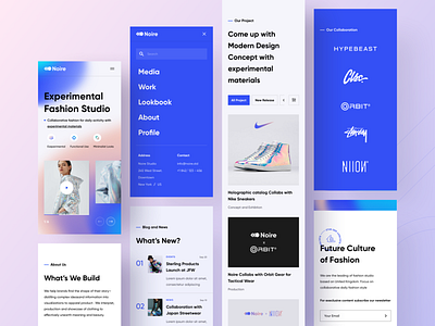 Exploration | Fashion Studio - Landing Page | Mobile Version android app blue design experimental fashion ios landingpage minimal mobile mobile ui popular streetwear studio ui uidesign uiux