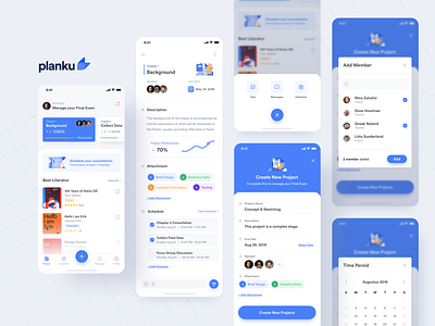 #Exploration | Planku - Final Exam Management App academic activity app appointments blue campus cards design goals icons illustration illustrations ios minimal product product design students ui uiux