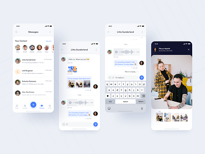 #Exploration | Planku - Messages section academic activity app appointments blue campus chat contacts courses design illustration ios messages minimal product design student uidesign uiux