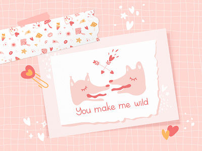 Funny animals in love animal head character cute animal dog doodle flat design funky funny illustration kiss love naive art pink sketch tongue valentine card