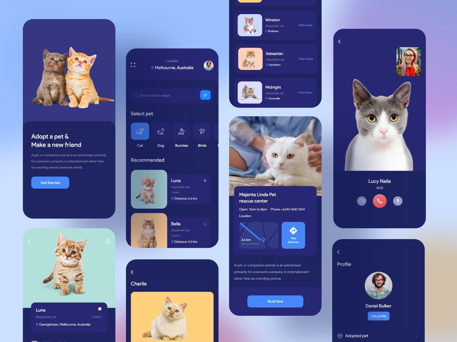 Pet Adoption Mobile Application Design (Dark Version) by Dotpixel ...