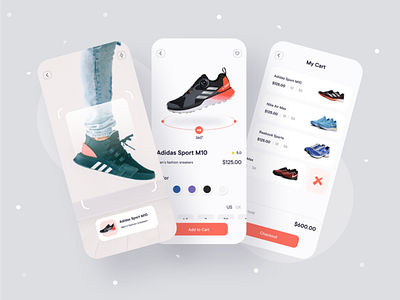 Sneakers Mobile Application Design (Light Version) addidas blance drawing graphic halftones illustration lcces new nike nostalgic packing popular retro shoues sneakers texture vans vector vintage