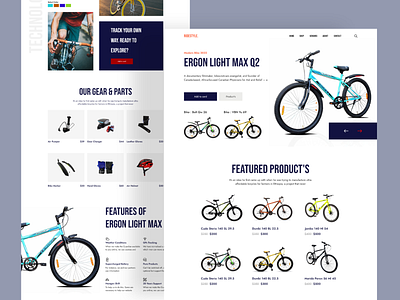 Bicycle Store Landing Page bike bycycle cycle cycling cyclinglife cyclist design designride home page illustraions mockups mtb ride riding road bike sports travelling web design