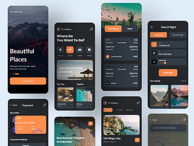 Trip Planner Mobile Application Design (Dark Version)