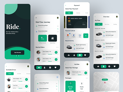 Ride Mobile App Design (Light Version)