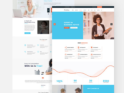 Consulting PSD Template agency business cart communcations consultancy consultant consulting corporate finance financial insurance landing online store page product cart shopify sotefront templete ux website