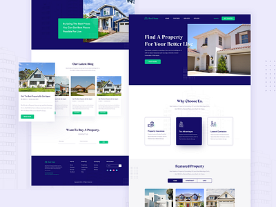 Real Estate Home Page Design-V2 2020 blue busniess corporate development agency dotpixsel furniture home homepage design house maltipurpose minimal property real estate realestate trend ui user interface web design webdesign