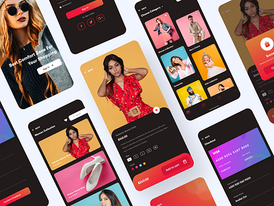 E-Commerce Mobile App Dark Version after effects busniesscard corporate dark e commerce e commerce app e learning education illustration iphone mobile motion motion animation motiongraphics red redesign sport sport app whte