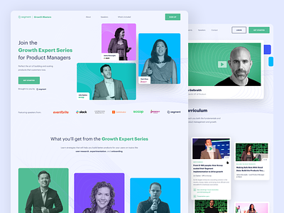 🌱 Segment — Growth Masters blue clean design event experts green grow growth homepage landing page lp masterclass masters platform segment speakers ui ux web website