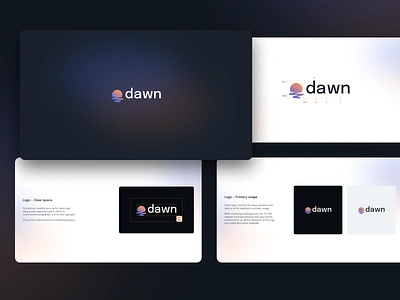 🌙 dawn.health — Brand Guidelines animation branding clean dark dawn gradient guidelines health improvement insomnia logo orange purple sleep sunrise teraphy typography ui ux welll beign