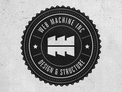 Web Machine Stamp 1 logo mark identity branding monogram stamp gear retro grunge