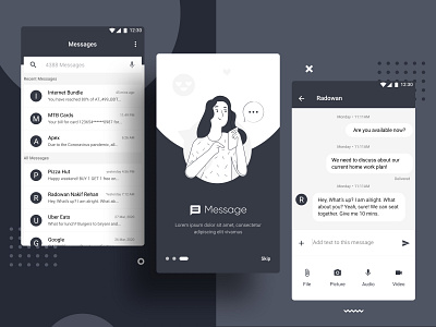 Messaging Application app design illustration minimal ui ux