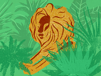 The Festival King of the Jungle cannes editorial halftone illustration jungle lion texture trophy