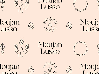 Moujan Lusso - Brand Pattern badge beauty body oil brand hands holistic logo logotype natural ogg typeface organic pastel pattern skincare type vegan wordmark