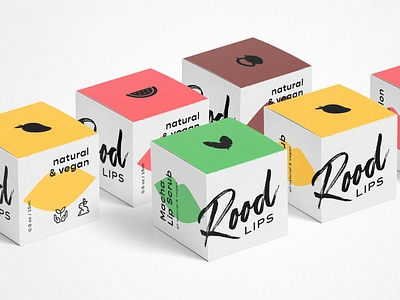 Rood Lips Box Design box brush lettering colorful dieline fruits lipcare natural organic packaging design recyclable skincare sustainable vegan