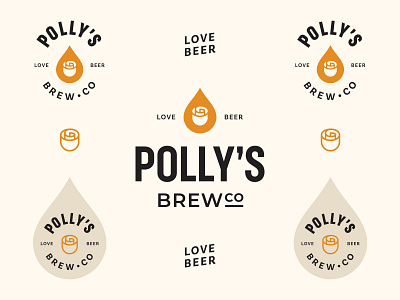 Polly's Brew Co - Logo System badges beer beer label branding brewing craft brewery craftbeer geometric identity logo mark minimalist logo natural rose typographic