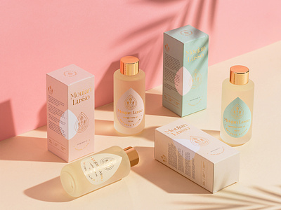 Moujan Lusso - Packaging Design beauty body oil box design branding clean cosmetics gold foil holistic identity logo design luxury natural pastel colors skincare skincare packaging sustainable