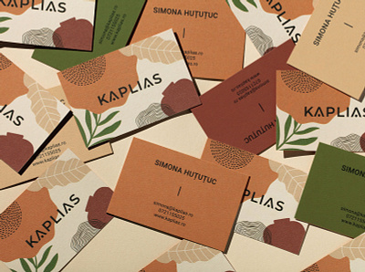 Kaplias Business Cards branding business cards cotton paper design earthy colors ethical furniture home accessories home decor illustration interior design natural recyclable sustainable