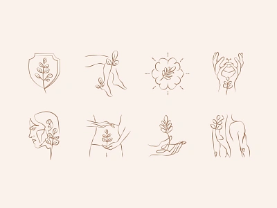 Botanical Moringa Icon Set artsy body botanical delicate design development hand drawn health icon set icons illustration leaves moringa nutrition packaging shopify skin skincare website wellness