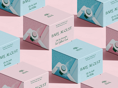 Bare August Packaging Design august beach boxes brand identity branding feet feminine foot care fun high-end illustration logo packaging pool skin care summer vacation