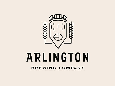 Arlington - Brewery Logo barley beer branding brewery brewing building can craft beer fermenter historic hop icon illustration logo packaging water tower wheat
