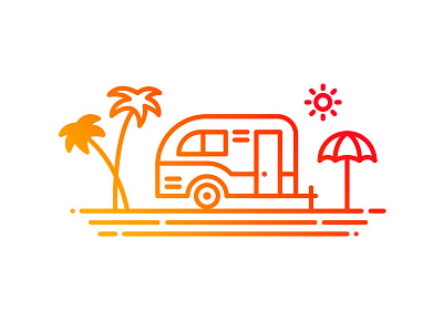 Minivan Illustration icon illustration logo mark minivan outdoor outline seaside summer travel vacation