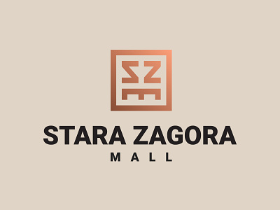 Stara Zagora Mall brand identity gold gradient grid design high end luxury branding mall branding monogram logo shopping sz monogram szm