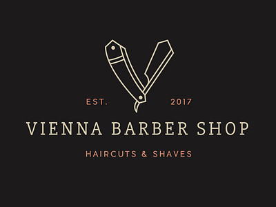 Vienna Barber Shop barber barbershop beard brand identity branding copper haircut logo old school retro scissors shaves type type lockup typography v mark vienna vintage badge