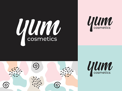 Yum Cosmetics beauty product body care brand identity branding holistic lettering logo natural organic packaging pastel colors pattern skincare skincareherbal vegan cosmetics